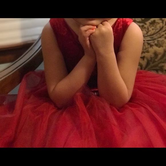 Red velvet and tool Christmas dress 5 t - Picture 4 of 5